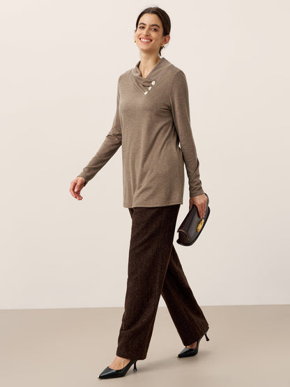 Cashmere Asymmetric Cowl Neck Stretch Top TATIANA  DestGlow