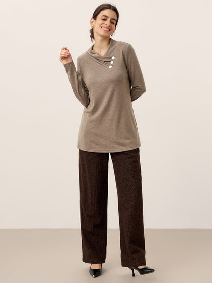 Cashmere Asymmetric Cowl Neck Stretch Top TATIANA  DestGlow