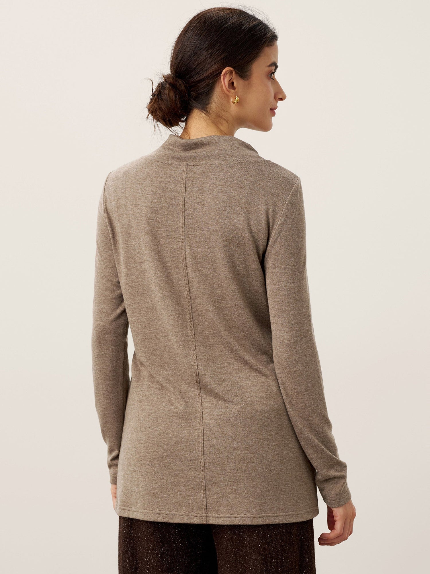 Cashmere Asymmetric Cowl Neck Stretch Top TATIANA  DestGlow