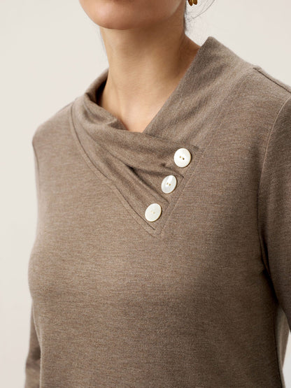 Cashmere Asymmetric Cowl Neck Stretch Top TATIANA  DestGlow