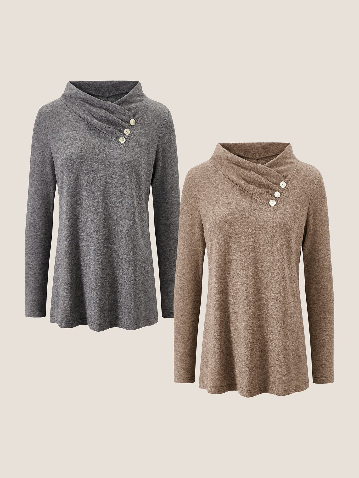 Cashmere Asymmetric Cowl Neck Stretch Top TATIANA  DestGlow