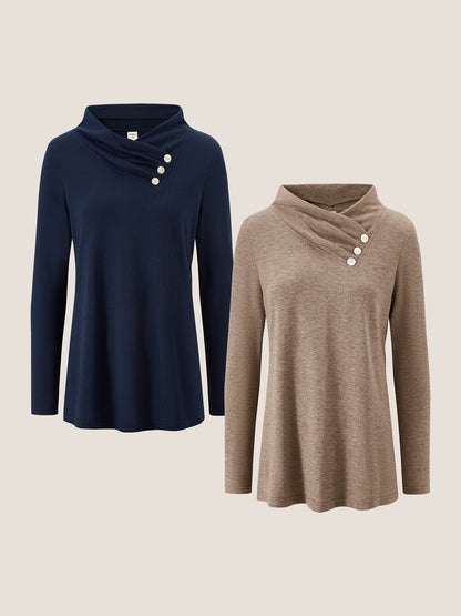 Cashmere Asymmetric Cowl Neck Stretch Top TATIANA  DestGlow