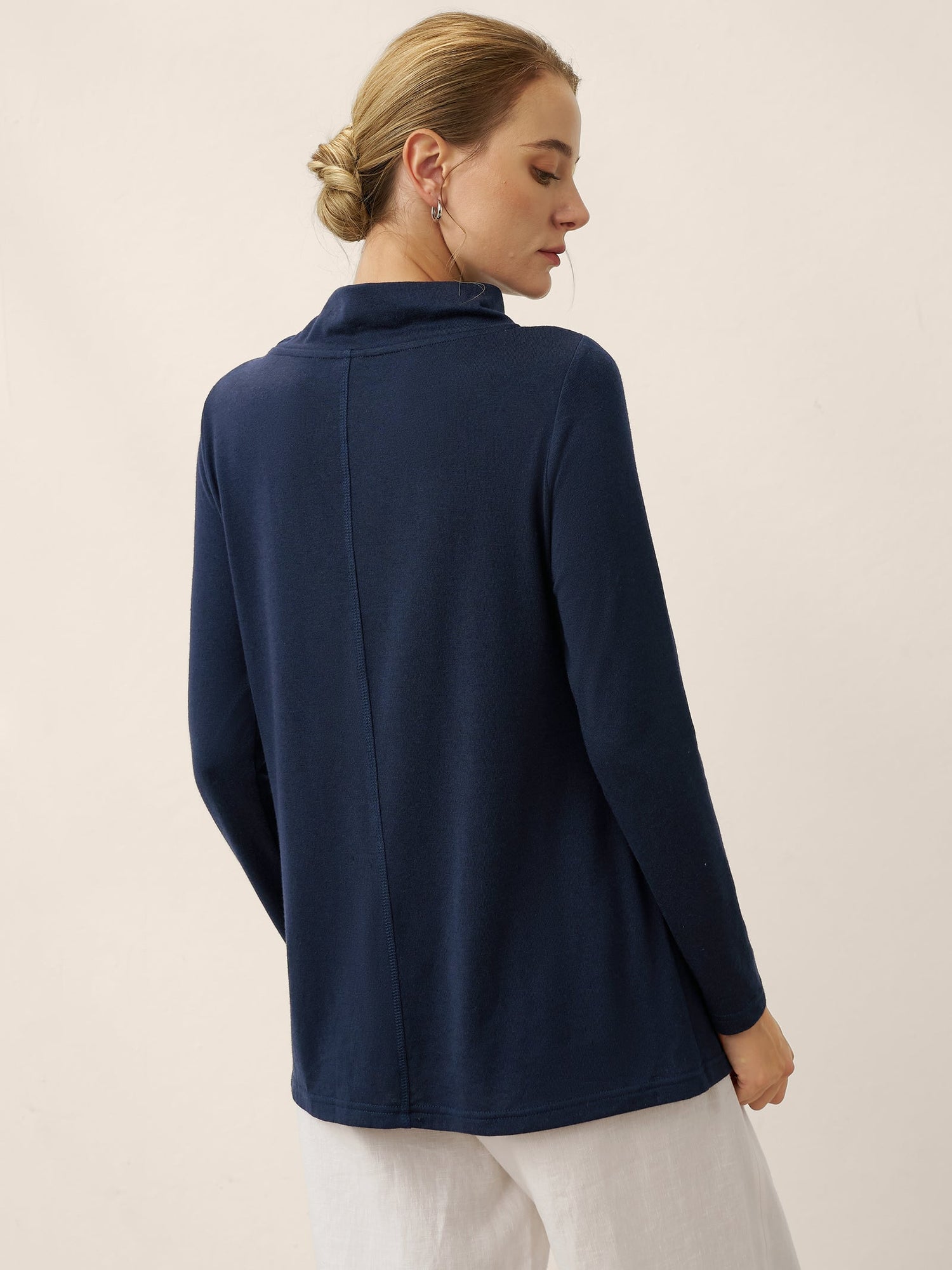 Cashmere Asymmetric Cowl Neck Stretch Top TATIANA  DestGlow