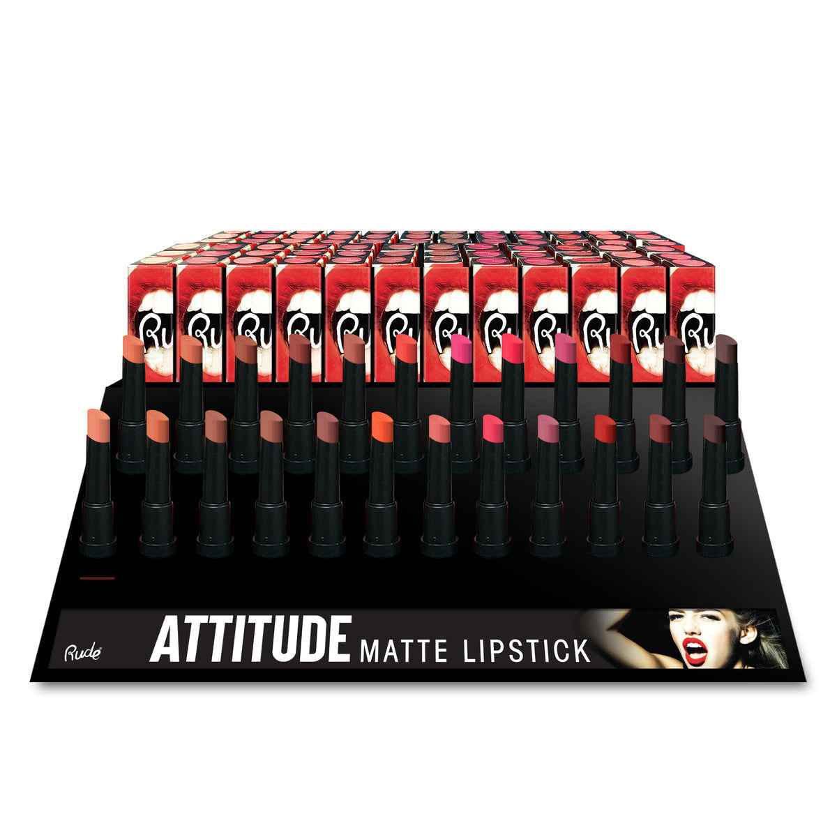 RUDE Attitude Matte Lipstick Display Set 144 pcs