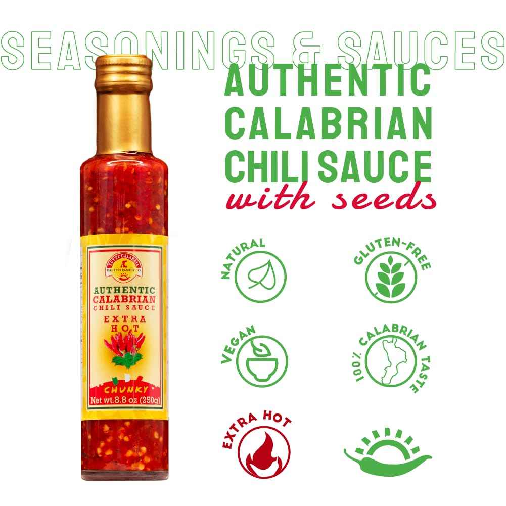 TuttoCalabria Calabrian Chili Hot Sauce “Hot &amp; Tangy” – 8.8 oz (250 ml)