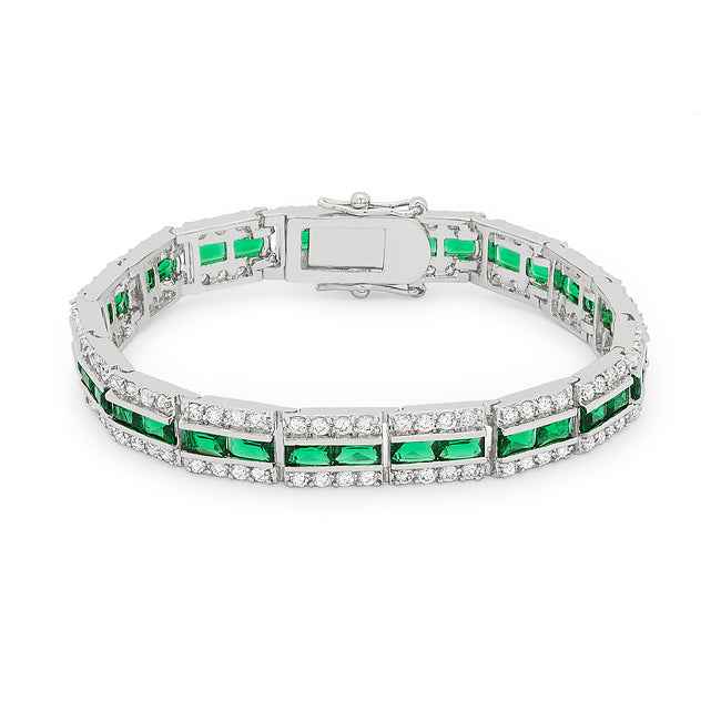 Clear and Blue Alternating Crystal Eternity Ring