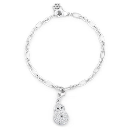 Snowman 0.2ct CZ Holiday Charm Bracelet