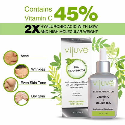 Vijuve Vitamin C Face Serum with Double Hyaluronic Acid and Collagen
