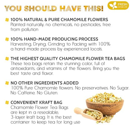 Smooth Sleep &amp; Digest Duo, Chamomile Flower &amp; Fennel Seed Herbal Tea Bags, 100% Natural &amp; Pure Flowers and Seeds, Eco-Conscious &amp; Biodegradable Tea Bags, No Sugar, No Caffeine, No Gluten, Vegan – Herbal Beverage by FreshDrinkUS - Natural and Premium Herbal Tea