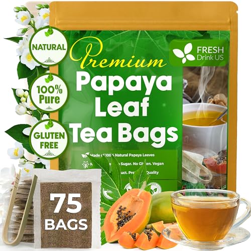 Premium Papaya Leaf Tea Bags, Made with Natural Material Tea Bags. No Sugar, No Caffeine, No Gluten, Vegan. by FreshDrinkUS - Natural and Premium Herbal Tea