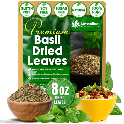 Premium Dried Basil – 100% Pure, Non-GMO, Gluten-Free, Vegan – Aromatic Culinary Herb for Cooking, Garnish, and Seasoning by FreshDrinkUS - Natural and Premium Herbal Tea