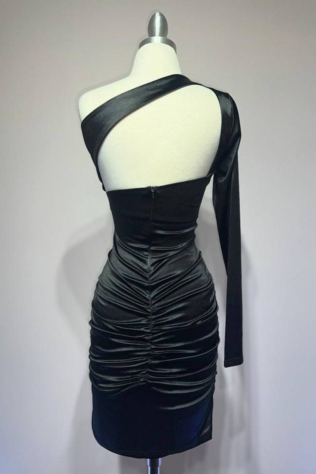 Ladivine B2313 Dress One Shoulder Long Sleeve Cocktail Dress by DiscountDressShop