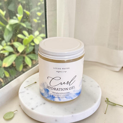 Hydrating Curl Gel for Curly, Coily, and Wavy Hair Oil-Free (Buildable Medium to Strong Hold) by Living Water Organics
