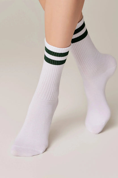 Conte Cotton Long Socks Active 157 - Lurex Stripes - DestGlow