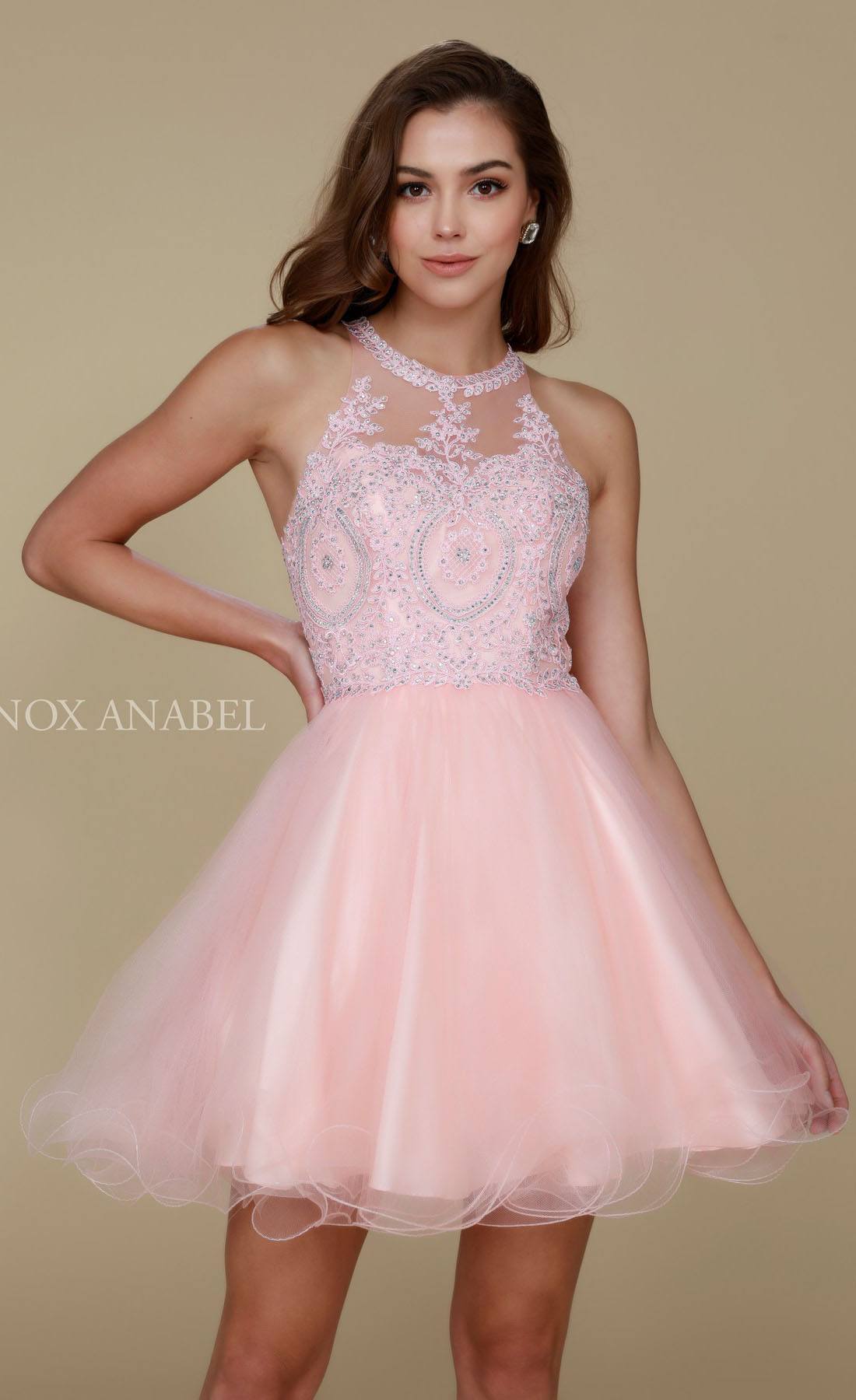 Nox Anabel B652 Short Dress Poofy A-Line Tulle Skirt Halter Neck by DiscountDressShop