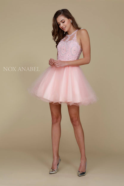 Nox Anabel B652 Short Dress Poofy A-Line Tulle Skirt Halter Neck by DiscountDressShop