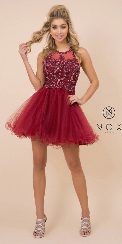 Nox Anabel B652 Short Dress Poofy A-Line Tulle Skirt Halter Neck by DiscountDressShop