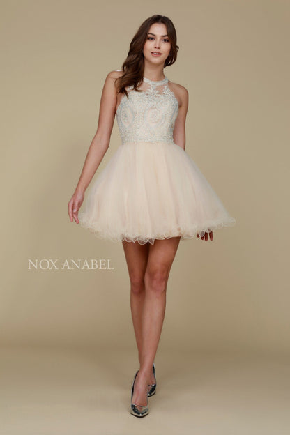 Nox Anabel B652 Short Dress Poofy A-Line Tulle Skirt Halter Neck by DiscountDressShop