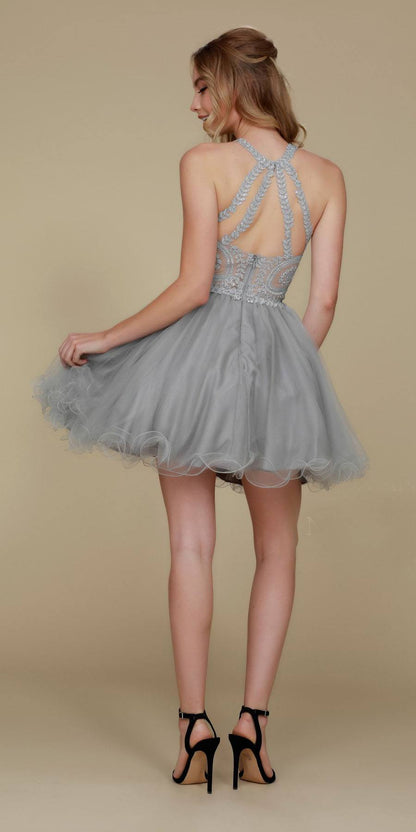 Nox Anabel B652 Short Dress Poofy A-Line Tulle Skirt Halter Neck by DiscountDressShop