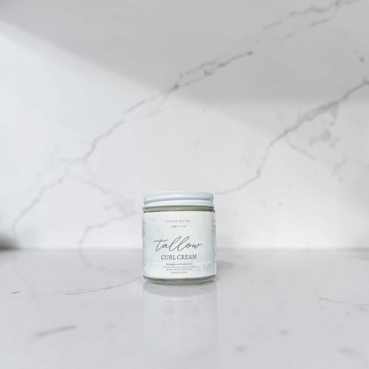 100% Grass Fed Tallow Curl Cream for Curly Hair (Promotes Repairing Damaged or Dry Hair) by Living Water Organics