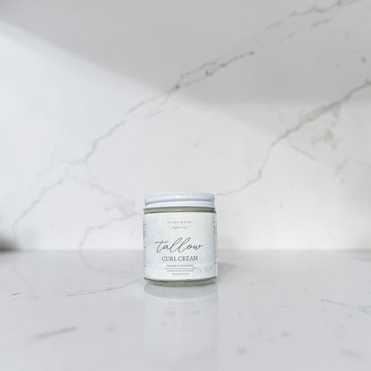 100% Grass Fed Tallow Curl Cream for Curly Hair (Promotes Repairing Damaged or Dry Hair) by Living Water Organics