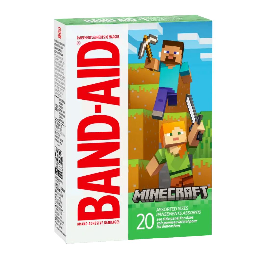 Band-Aid Minecraft Kids Bandages, Assorted Sizes (20 ct) by Farmacias Savia