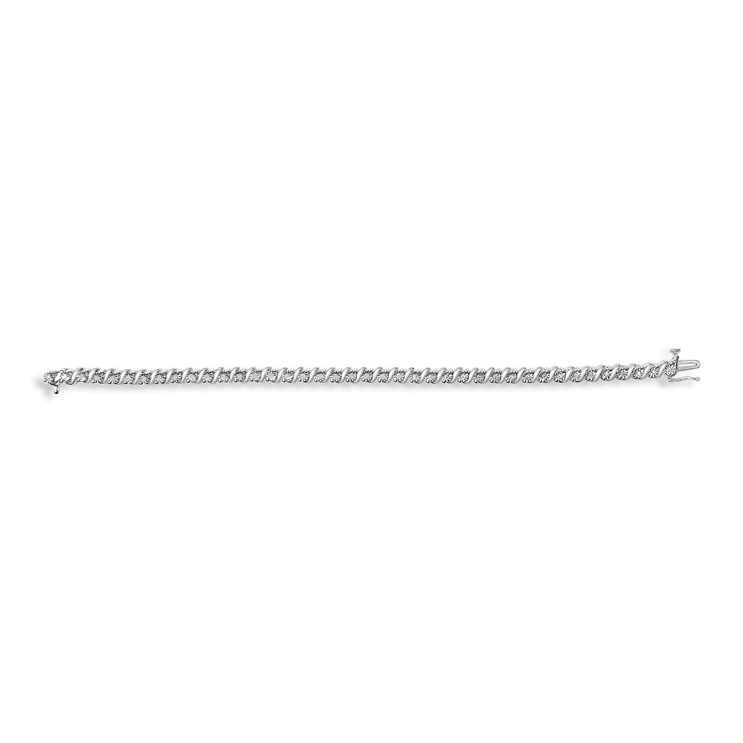 .925 Sterling Silver 1/4 Cttw Diamond Station and S Link Bracelet by Bids.com