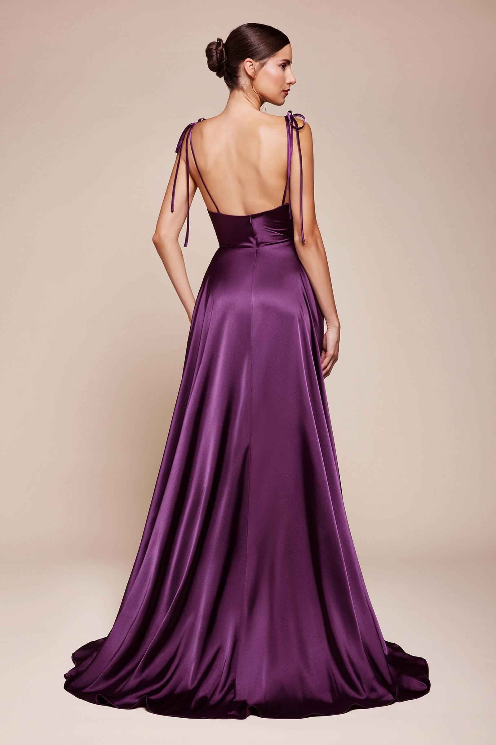 CLEARANCE - Cinderella Divine BD104 Lavender Satin A-Line Dress Cowl Neckline (Size M) by DiscountDressShop