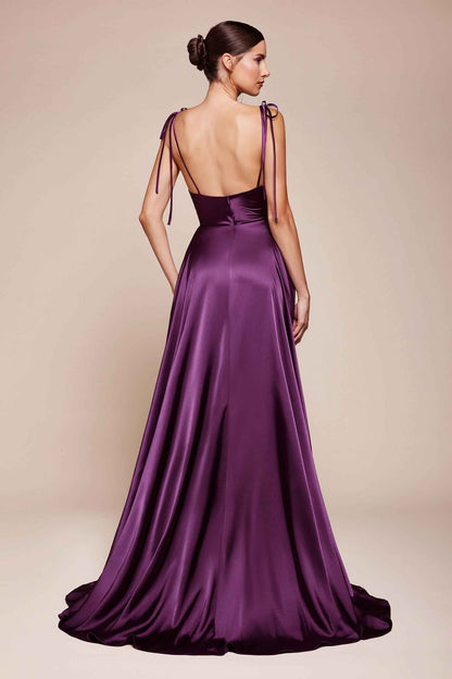 CLEARANCE - Cinderella Divine BD104 Lavender Satin A-Line Dress Cowl Neckline (Size M) by DiscountDressShop