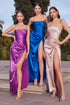 Cinderella Divine BD111 Long Satin Fitted Knot Gown with Slit by DiscountDressShop