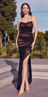 Astee BD7042 Long Ruched Fitted Sheath Gown with Slit by DiscountDressShop