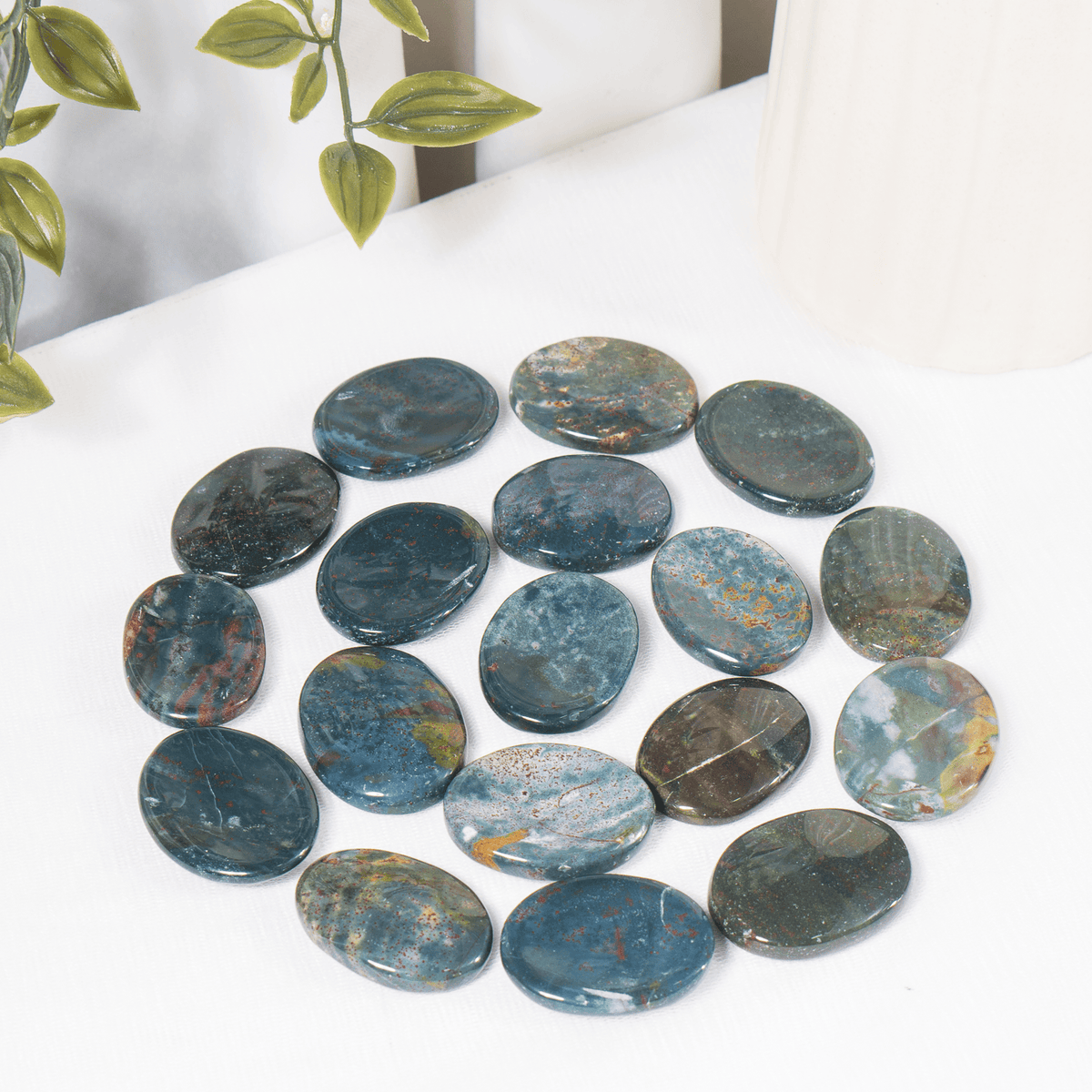Bloodstone Worry Pocket Stones (Protection and Strength)  DestGlow