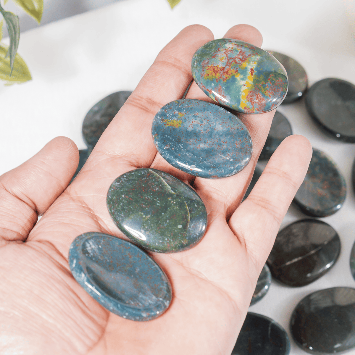 Bloodstone Worry Pocket Stones (Protection and Strength)  DestGlow