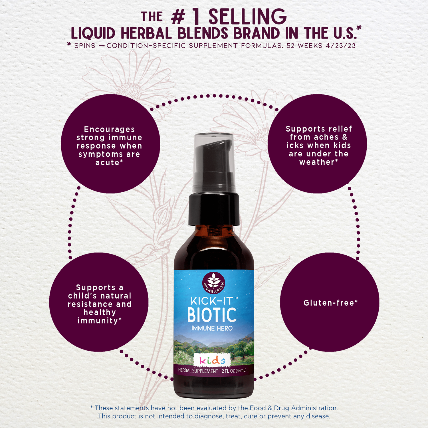 Kick-It Biotic Immune Hero For Kids by WishGarden Herbs