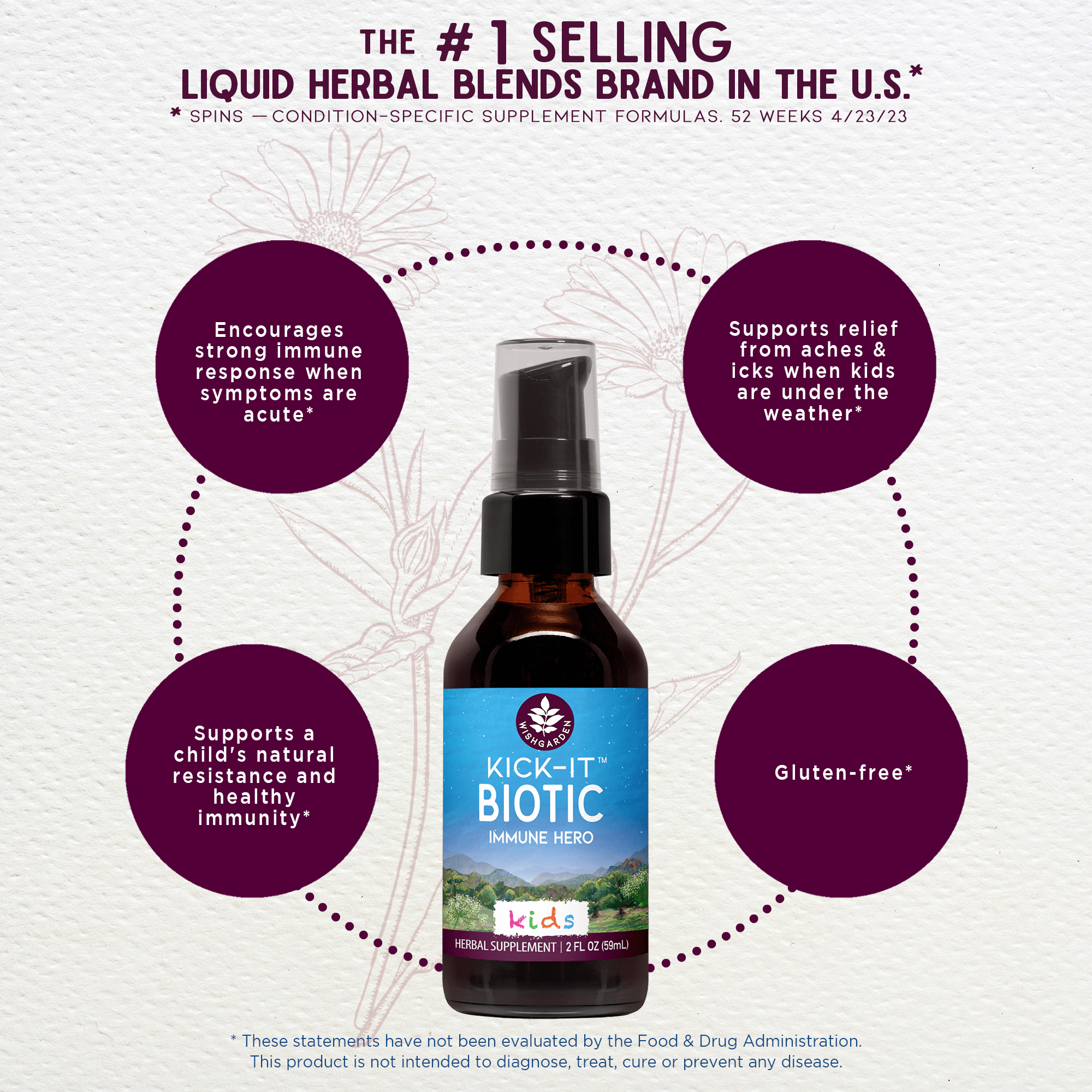 Kick-It Biotic Immune Hero For Kids by WishGarden Herbs