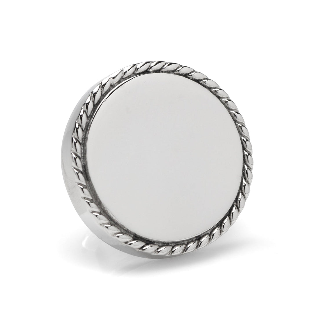 Stainless Steel Rope Border Round Engravable Lapel Pin by Cufflinks.com