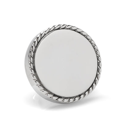 Stainless Steel Rope Border Round Engravable Lapel Pin by Cufflinks.com