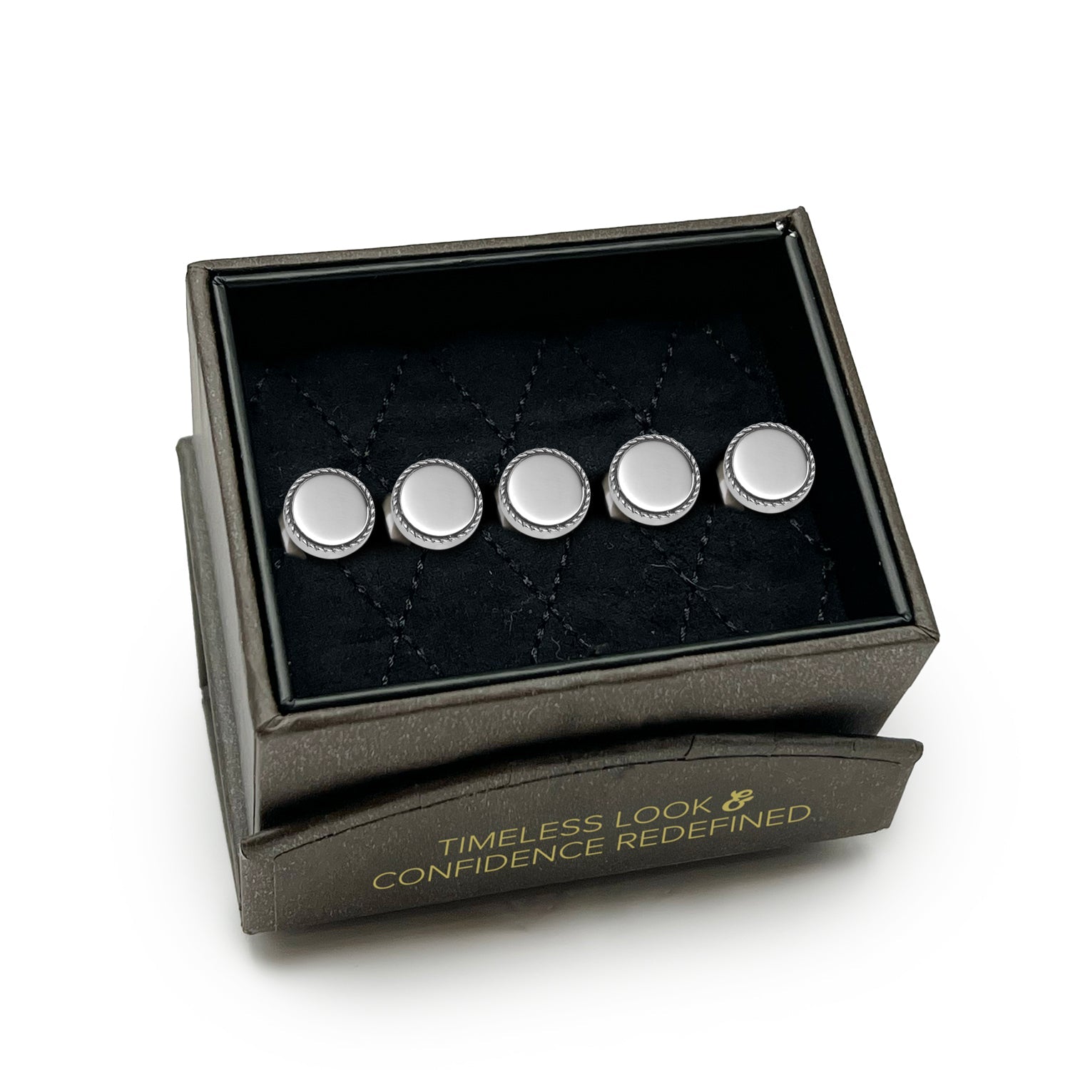 Stainless Steel Rope Border Round Studs by Cufflinks.com