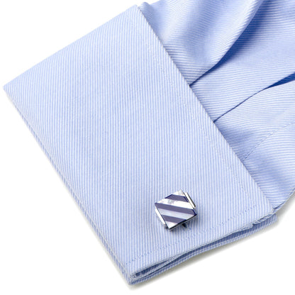 Floating Mother of Pearl Striped Cufflinks by Cufflinks.com