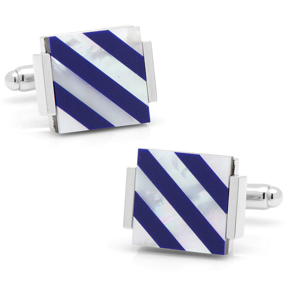 Floating Mother of Pearl Striped Cufflinks by Cufflinks.com