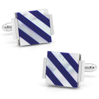 Floating Mother of Pearl Striped Cufflinks by Cufflinks.com