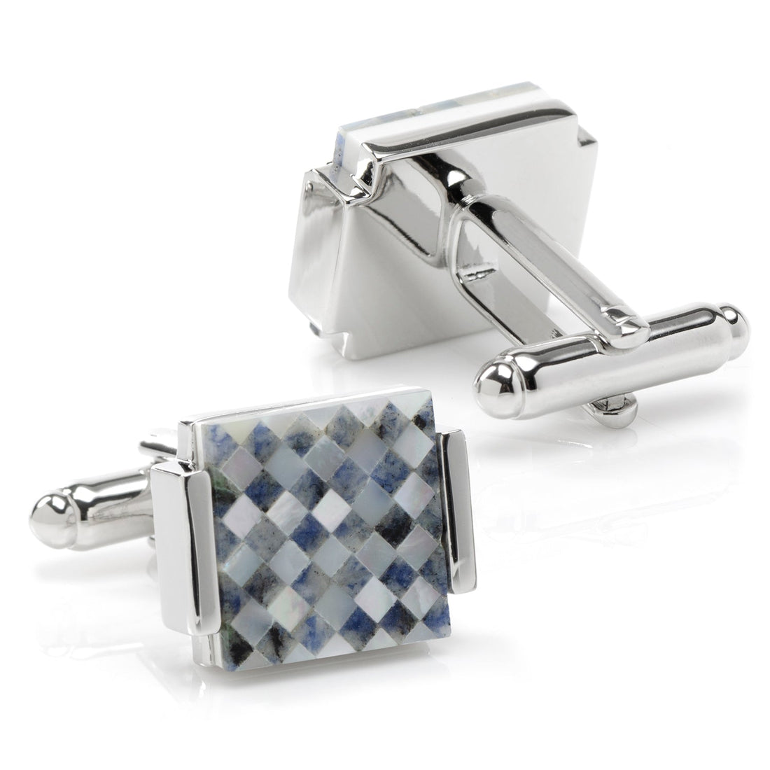 Floating Mother of Pearl Checkered Cufflinks by Cufflinks.com