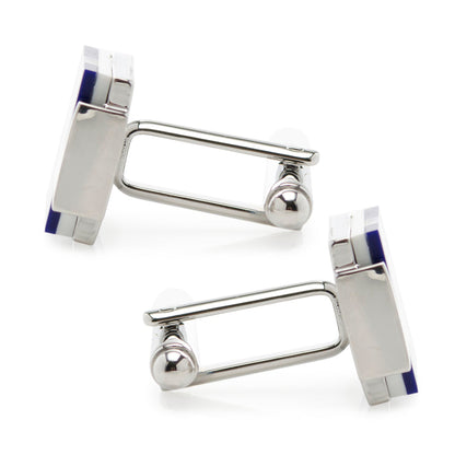 Mother of Pearl and Lapis Blue Windmill Square Cufflinks by Cufflinks.com