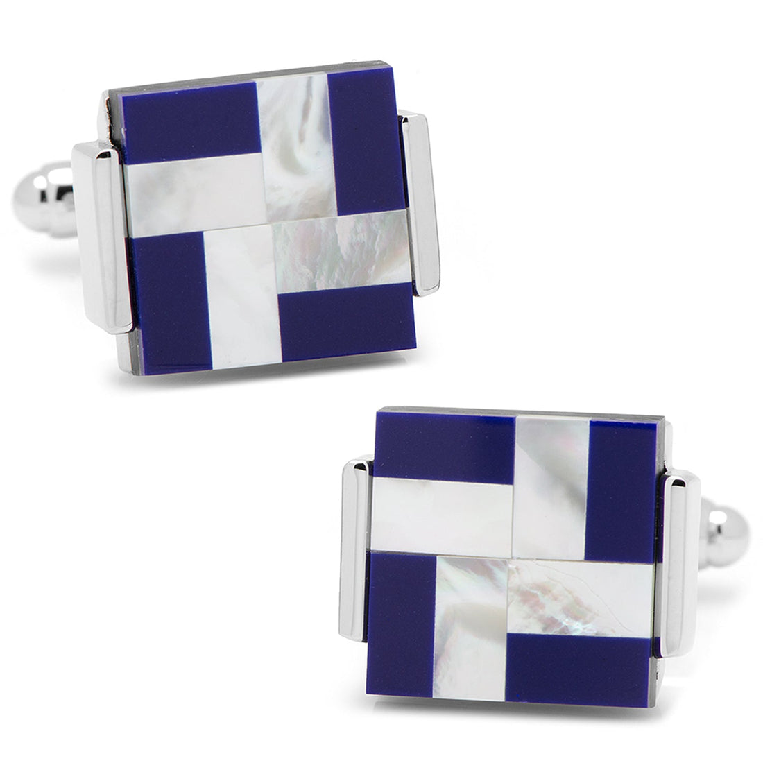 Mother of Pearl and Lapis Blue Windmill Square Cufflinks by Cufflinks.com