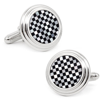 Onyx and Mother of Pearl Checker 5-Stud Set by Cufflinks.com