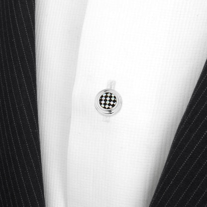 Onyx and Mother of Pearl Checker Step 5-Studs by Cufflinks.com