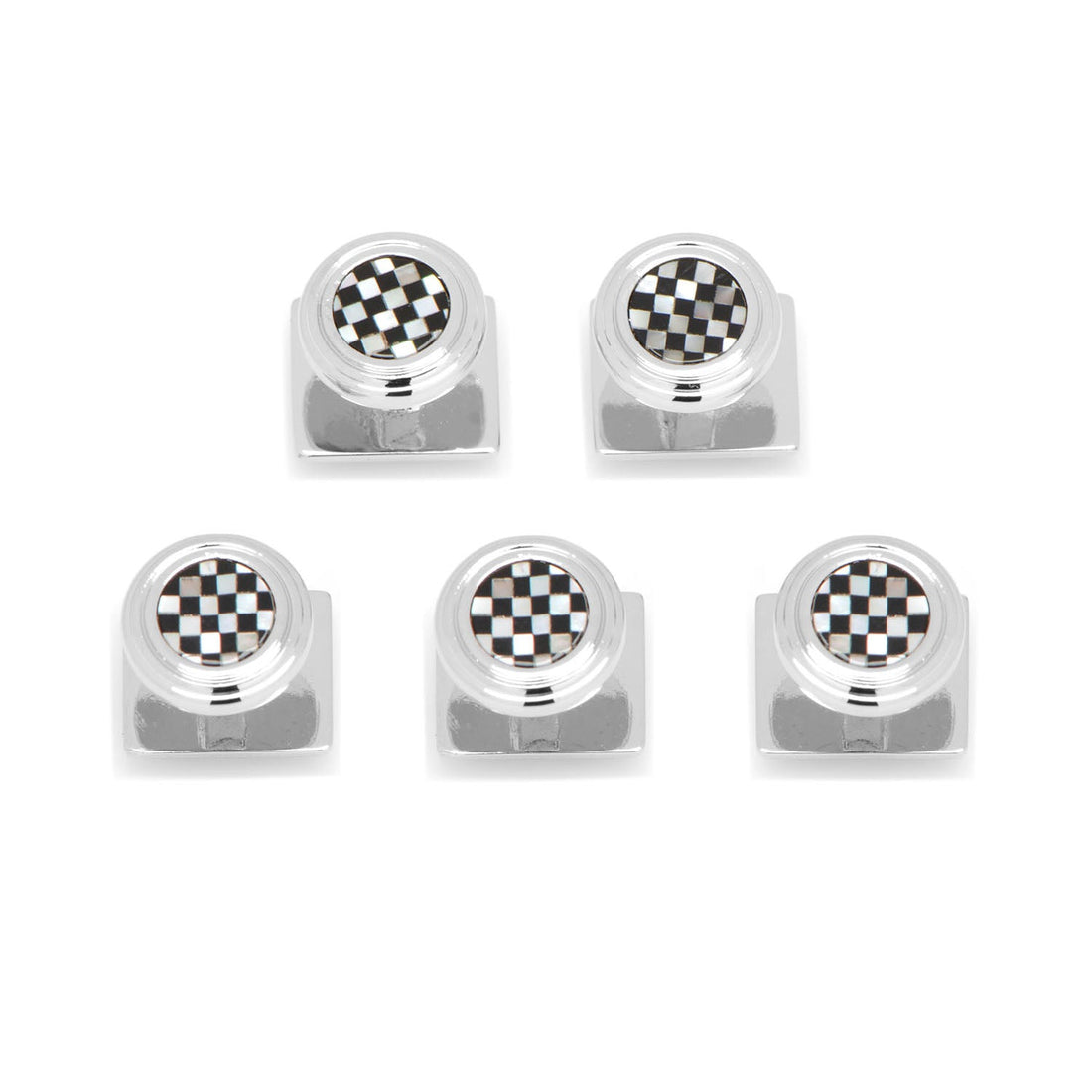 Onyx and Mother of Pearl Checker Step 5-Studs by Cufflinks.com