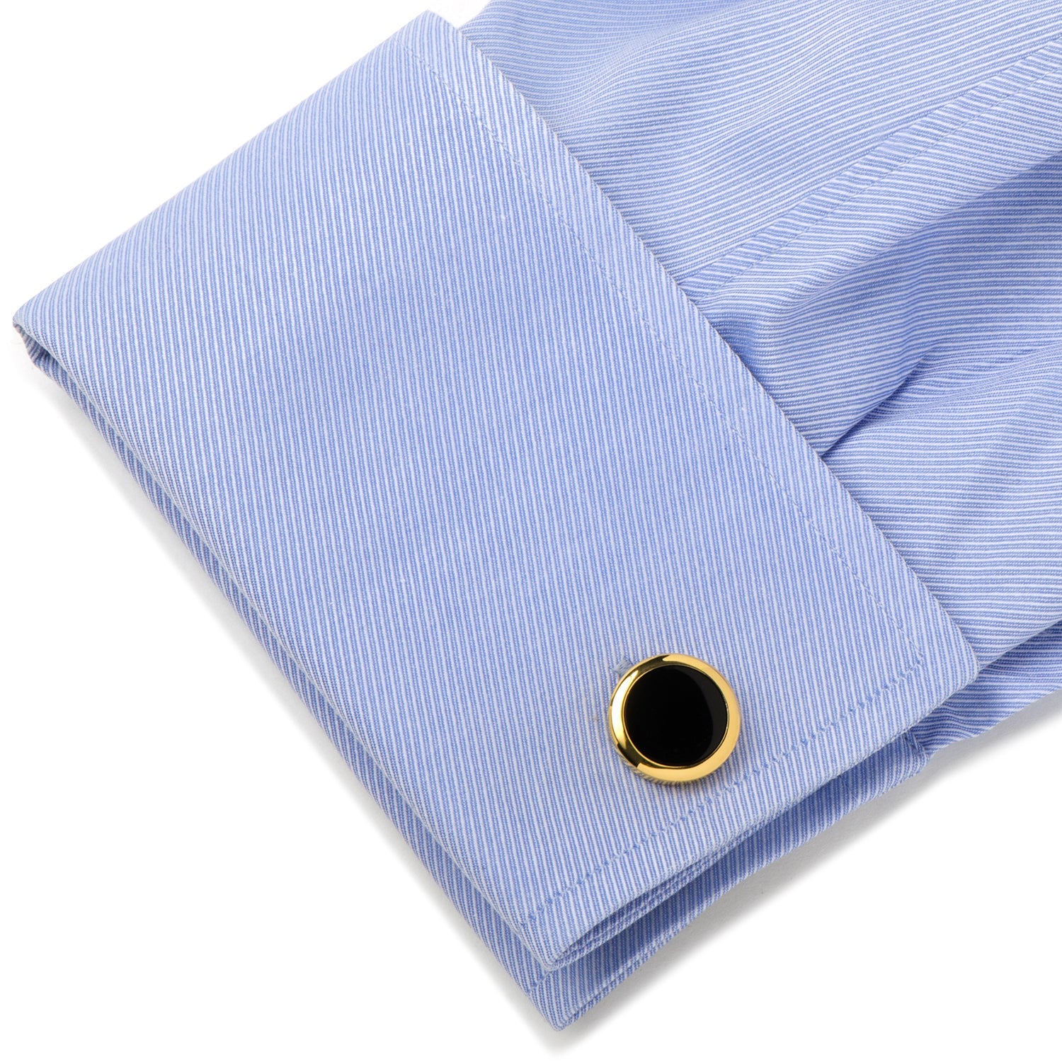 Double Sided Gold Onyx Round Beveled Cufflinks by Cufflinks.com