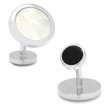 Double Sided Mother of Pearl Round Beveled Cufflinks by Cufflinks.com