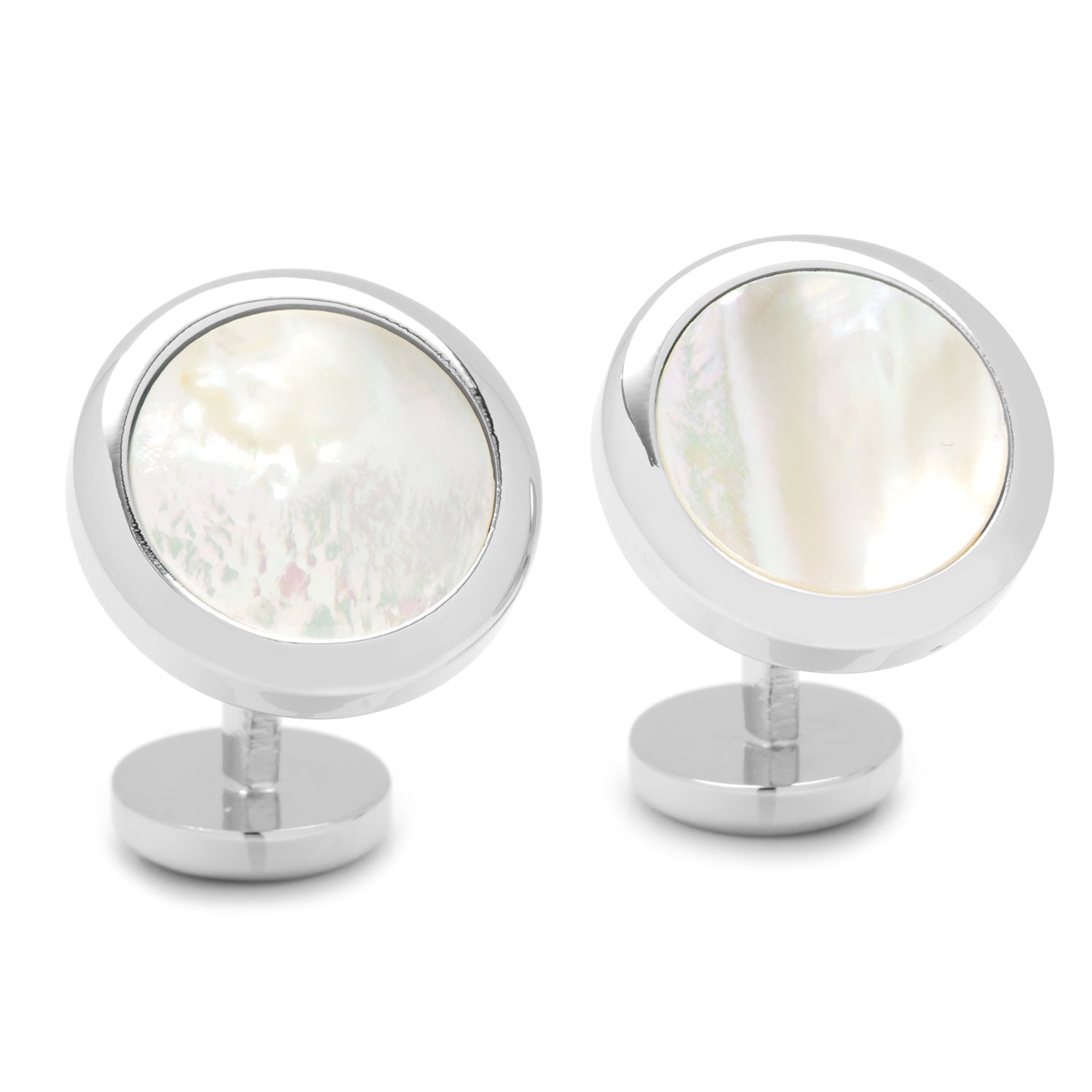 Double Sided Mother of Pearl Round Beveled 5-Stud Set by Cufflinks.com